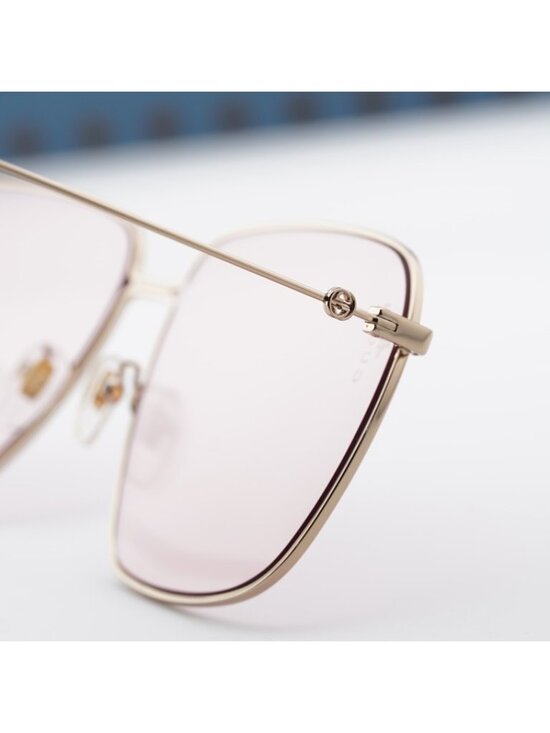 Gucci GG0394S 004 Women Sunglasses Gold Square Frame, Pink Lenses main image 8